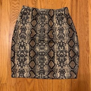 Medium midi stretchy snake print skirt grey brown